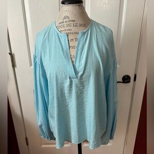 Worthington Sky Blue Blouse with Bell Sleeves